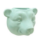 Vaso De Parede Cachepot Urso Verde Cerâmica