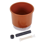 Vaso de Planta Autoirrigável Pequeno em Plástico 11,4x12,6cm com Prato Terracota Terrazzo Raiz
