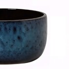 Vaso de Planta Baixo em Cerâmica 13,5x25,5cm Azul|Preto Cuia Cerâmica Artística