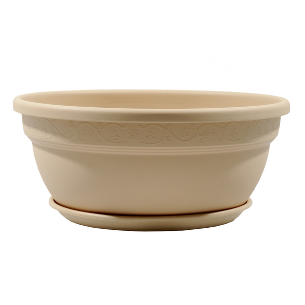 Vaso de Planta Baixo em Plastico 12x27,6cm Cuia com Prato Areia Vicenza Desli