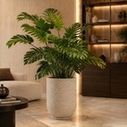 Vaso Comum Grande em Resina 45x35cm com prato Granito 7869 Garden