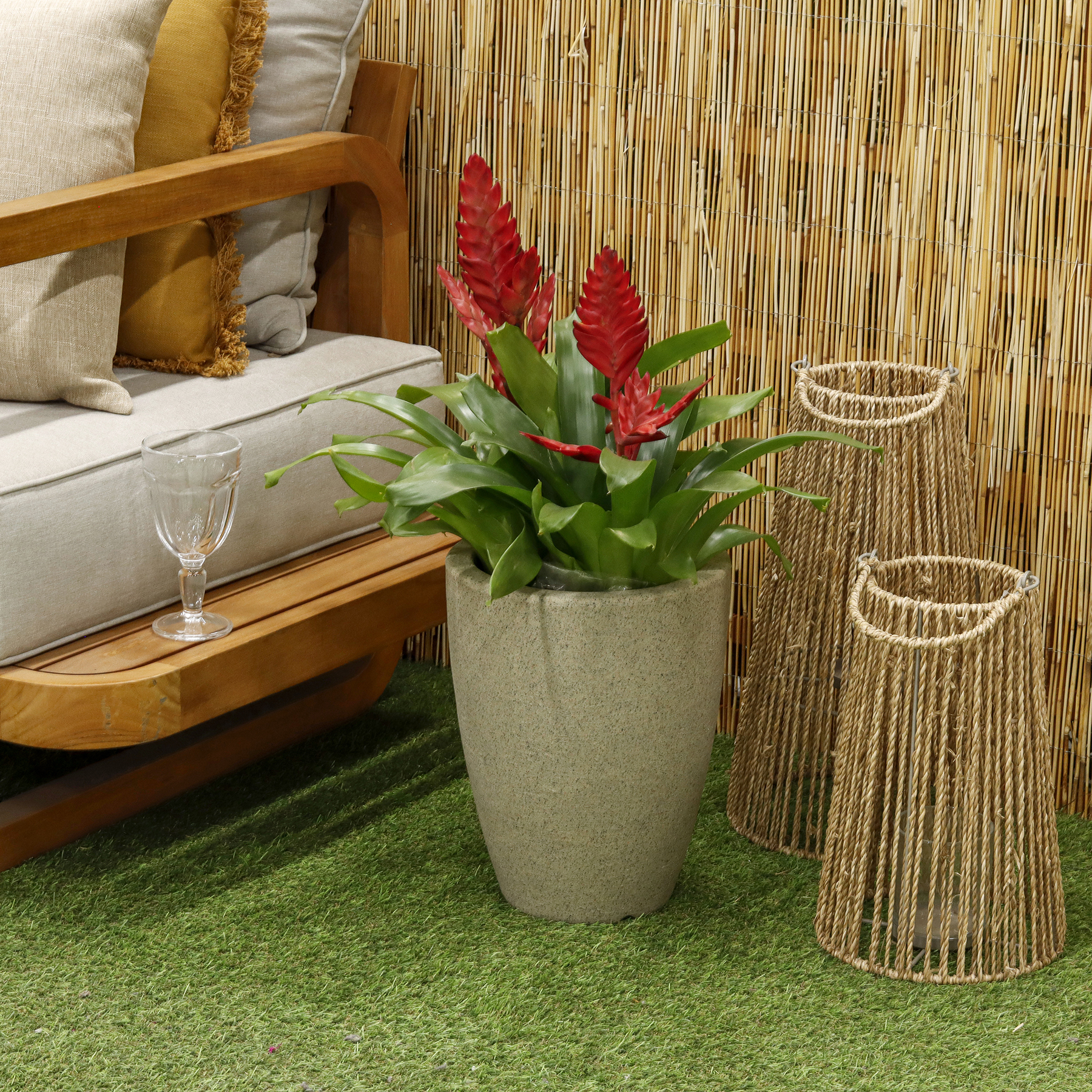 Vaso de Planta Grande em Plástico Granito Malta Naterial