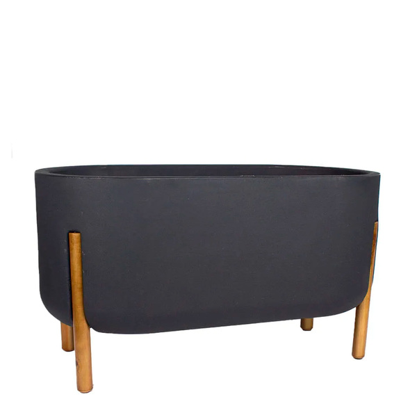 Vaso de Planta Grande Plástico 36x33cm Chumbo Japi