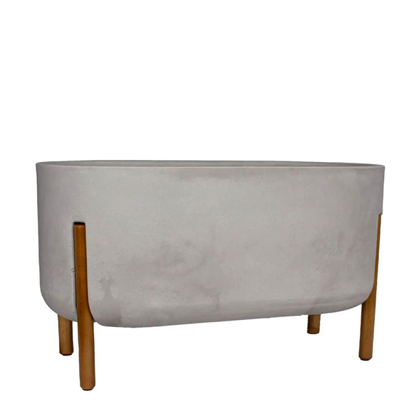 Vaso de Planta Grande Plástico 36x33cm Cimento Queimado Japi