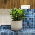 Vaso de Planta Grande em Plástico 50x45cm com Prato Cimento Decô Vasart