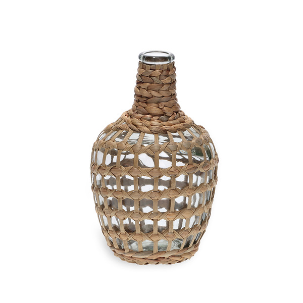 Vaso de Planta Grande Vidro e Fibra 26x16x16cm Incolor Moas