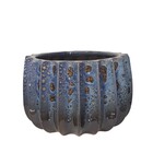 Vaso de Planta Medio Cerâmica 16x27cm Redondo Vietinamita Azul com Marrom CMR
