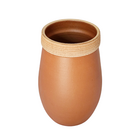 Vaso de Planta Médio Cerâmica 23x16cm Cerâmica Vermelha Frisado Boa Nova