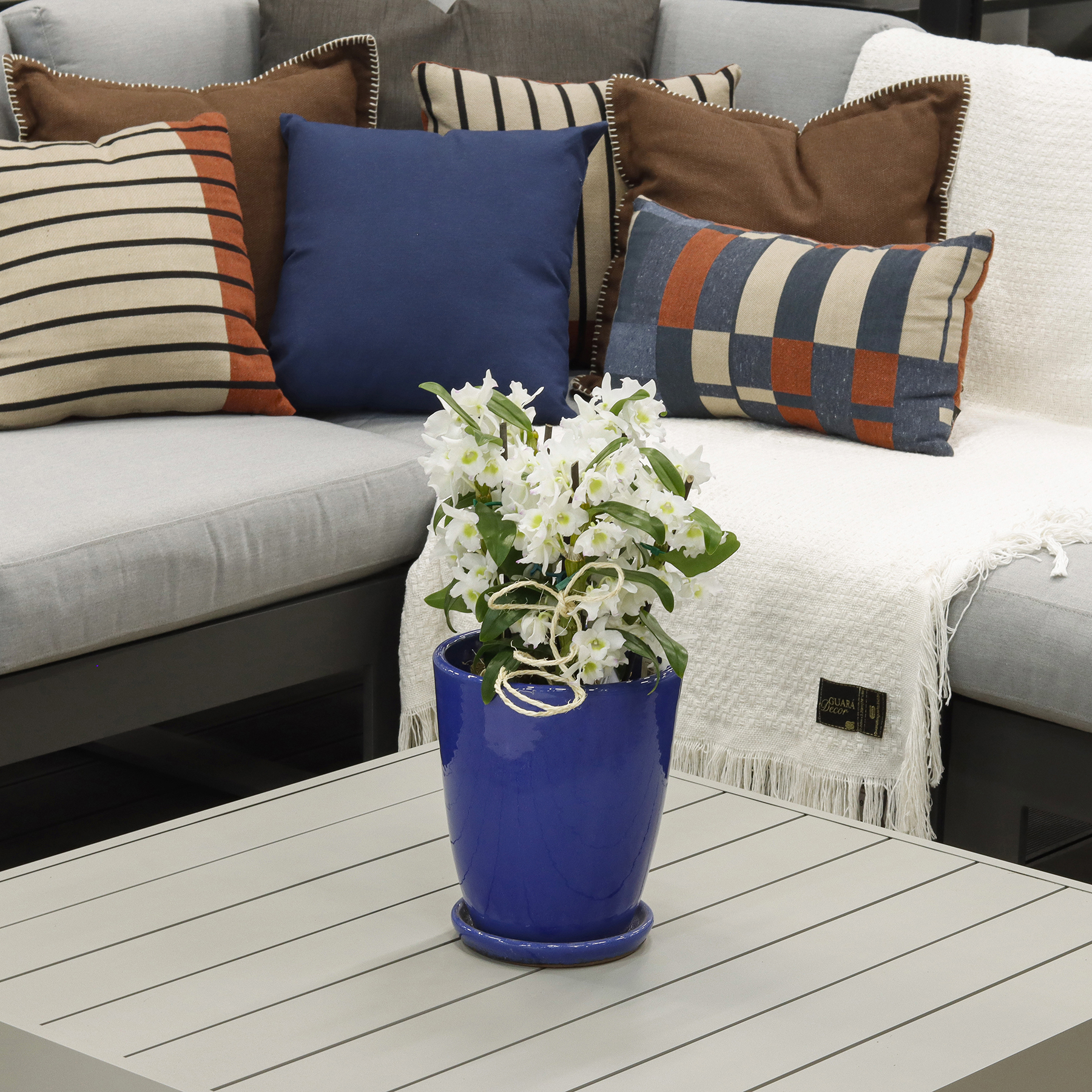 Vaso de Planta Médio com Prato Embutido Livia, da TS Brasil