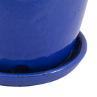 Vaso de Planta Médio em Cerâmica 26x21cm com Prato Embutido Azul Livia Ts Brasil