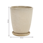 Vaso de Planta Médio em Cerâmica 26x21cm com Prato Embutido Creme Livia Ts Brasil