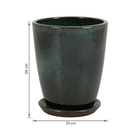 Vaso de Planta Médio em Cerâmica 26x21cm com Prato Embutido Verde Livia Ts Brasil