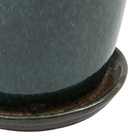 Vaso de Planta Médio em Cerâmica 26x21cm com Prato Embutido Verde Livia Ts Brasil