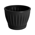 Vaso de Planta Mdio de Plstico 20x26cm com Prato Preto Geolia