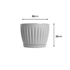 Vaso de Planta Mdio de Plstico 25x32cm com Prato Cinza Geolia