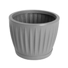 Vaso de Planta Mdio de Plstico 25x32cm com Prato Cinza Geolia