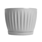 Vaso de Planta Mdio de Plstico 25x32cm com Prato Cinza Geolia