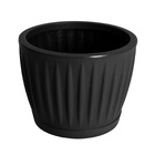 Vaso de Planta Mdio de Plstico 25x32cm com Prato Preto Geolia