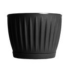 Vaso de Planta Mdio de Plstico 25x32cm com Prato Preto Geolia