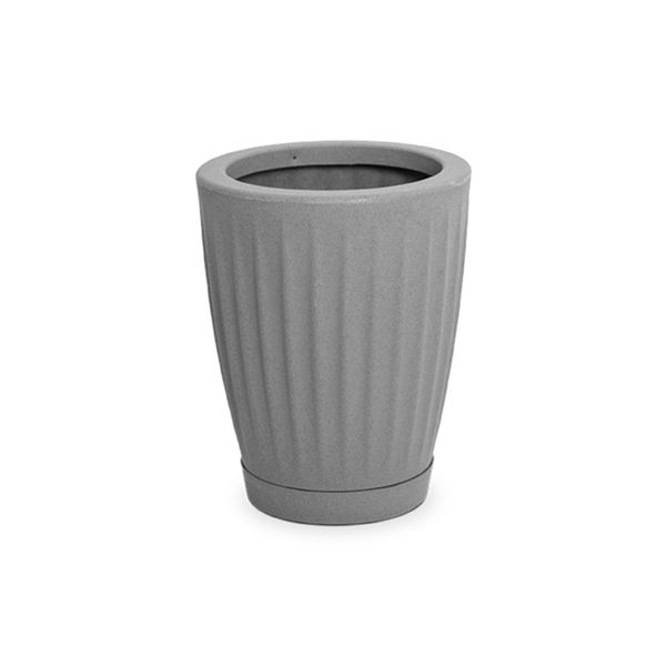 Vaso de Planta Médio de Plástico 30x25cm com Prato Cinza Florence Geolia