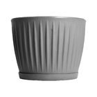 Vaso de Planta Mdio de Plstico 30x38cm com Prato Cinza Geolia