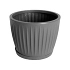 Vaso de Planta Mdio de Plstico 30x38cm com Prato Cinza Geolia