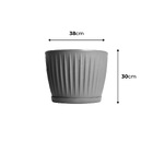 Vaso de Planta Mdio de Plstico 30x38cm com Prato Cinza Geolia