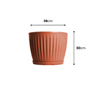 Vaso de Planta Mdio de Plstico 30x38cm com Prato Terracota Geolia