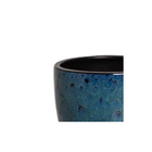 Vaso de Planta Médio Orquídea Esmaltado 7x13,5cm Azul e Preto Cerâmica Artística