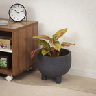 Vaso de Planta Médio em Plástico 27,5x26cm Grafite Rústico Japi
