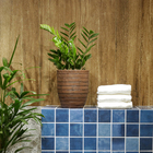 Vaso de Planta Médio em Plástico 28x24cm com Prato Marrom Relevo Vasart