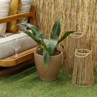 Vaso de Planta Médio em Plástico 28x28cm com Prato Castanho Samba Naterial