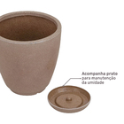 Vaso de Planta Médio em Plástico 28x28cm com Prato Castanho Samba Naterial