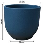 Vaso de Planta Médio de Plástico 29x35 com Prato Azul Mirage