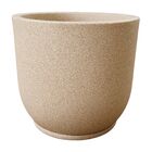 Vaso de Planta Médio de Plástico 29x35 com Prato Bege Mirage