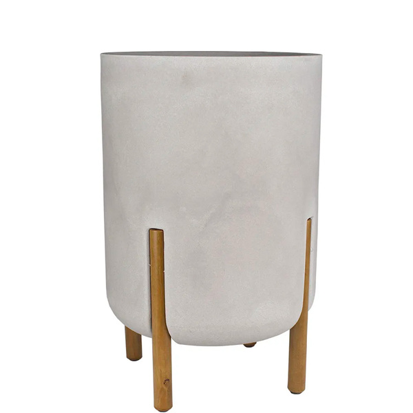 Vaso de Planta Medio Plástico 36x33cm Cimento Queimado Japi