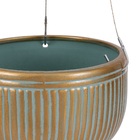 Vaso de Planta Pendente Pequeno em Cerâmica 12x21,5cm Verde e Dourado Burian
