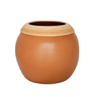Vaso de Planta Pequeno Cerâmica 13x15cm Cerâmica Vermelha Frisado Boa Nova