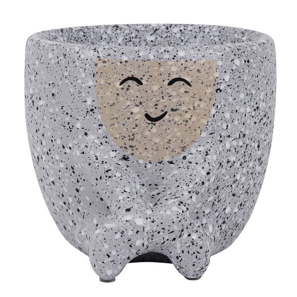 Vaso de Planta Pequeno em Cerâmica 9,5x11,4cm Cinza Harmônia Burian