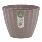Vaso de Planta Pequeno em Plástico 12,5x15cm Cinza Plissado Evo Design