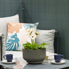 Vaso de Planta Pequeno em Plástico 13x21cm com Prato Preto Mármore Naterial