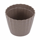 Vaso de Planta Pequeno em Plástico 9x11,5cm Cinza Plissado Evo Design