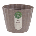 Vaso de Planta Pequeno em Plástico 9x11,5cm Cinza Plissado Evo Design