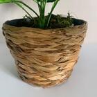 Vaso De Plástico Decorativo Com Palha Natural Revestida