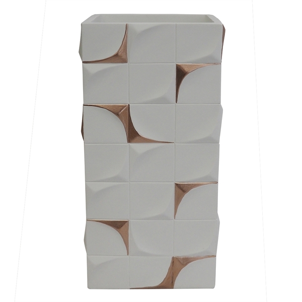 Vaso De Resina Branco 12 5cm X 8 5cm X 29cm