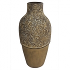 Vaso De Resina Com Desenho Marrom 16 5cm X 16 5cm X 34 5cm