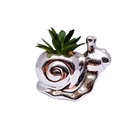 Vaso De Suculenta De Plástico Caracol Dec051 Prata