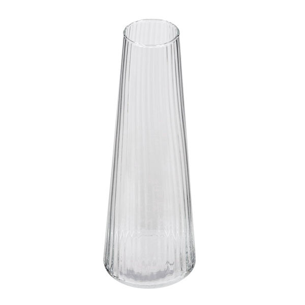 Vaso de Vidro Alto 25x8,5cm Transparente Rigado Luvidarte