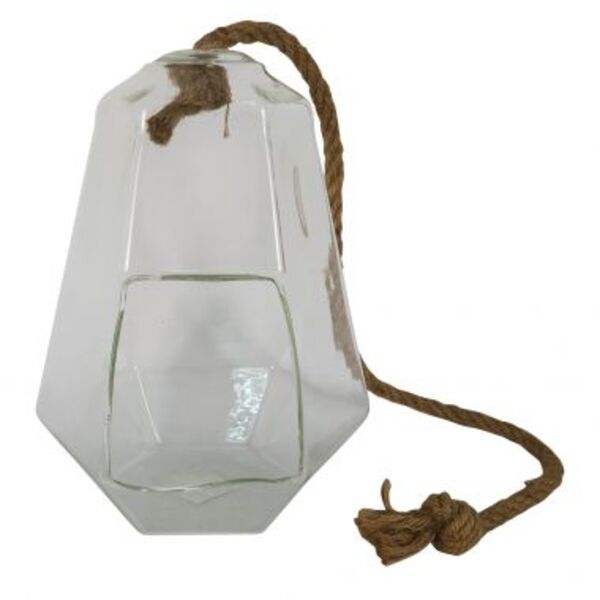 Vaso De Vidro Com Alca De Corda 17 5cm X 15 5cm X 22 5cm