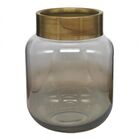 Vaso De Vidro Com Detalhe Em Dourado